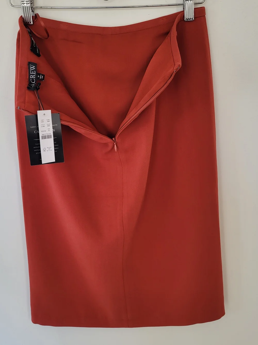 J. Crew Rust-Red Pencil Skirt with Front Slit